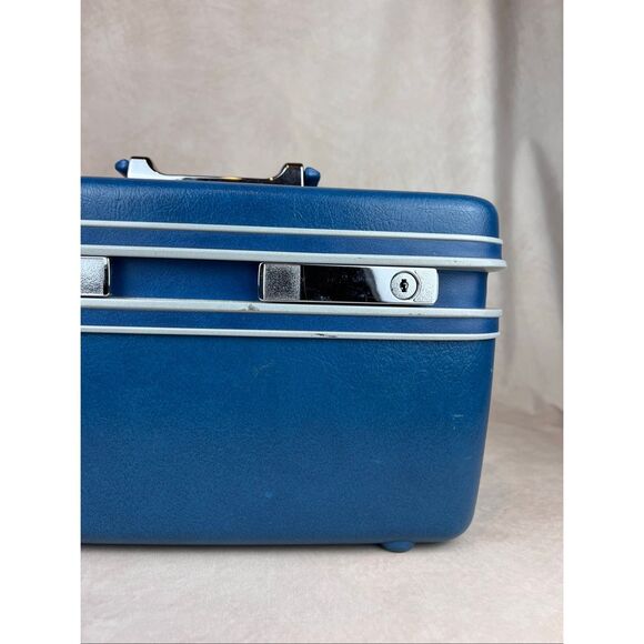 Vintage Samsonite Sentry Blue Train Case with Tray + 3 Keys - Picture 3 of 13